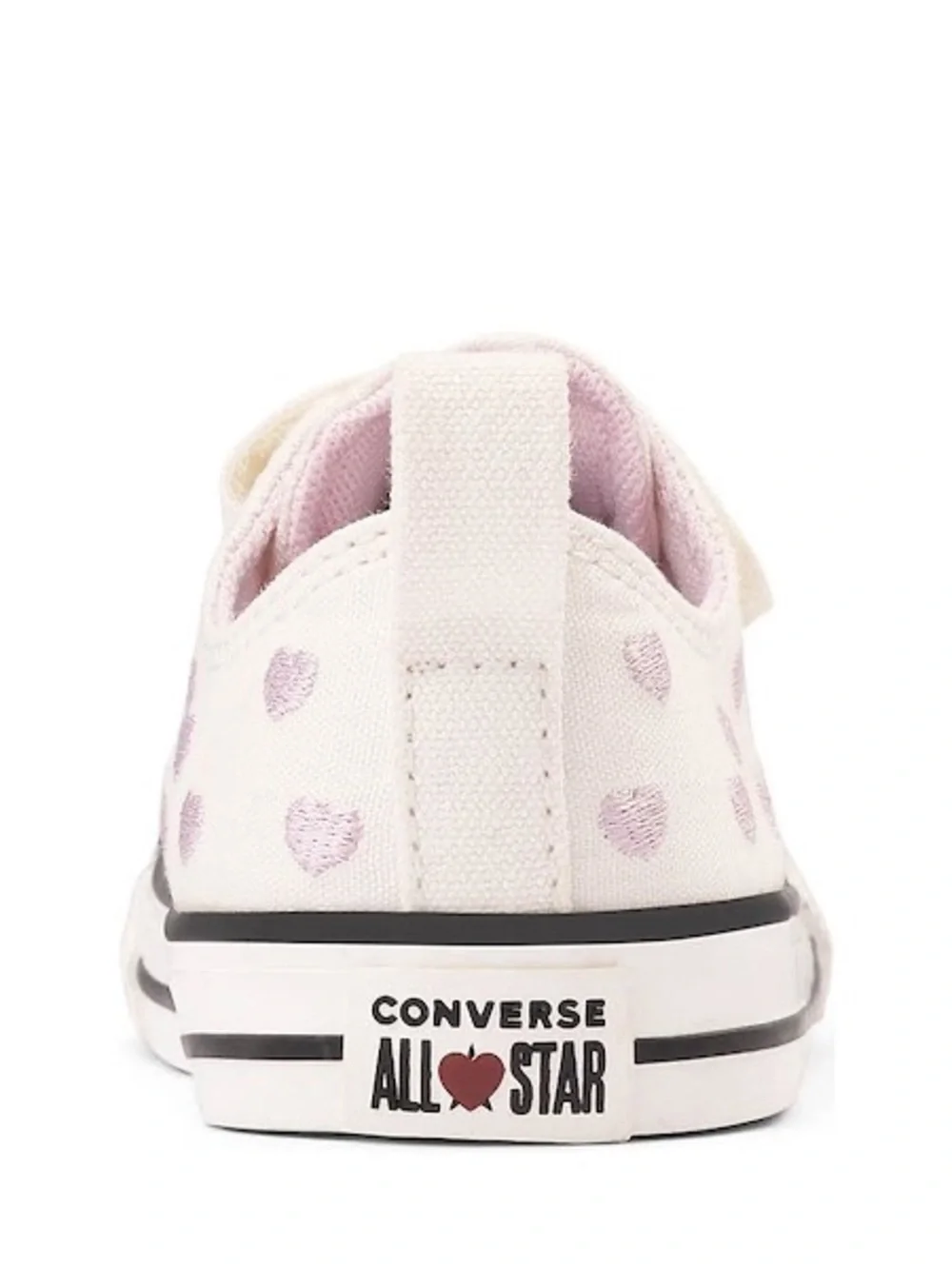 Converse White Canvas Kids Sneakers with Pink Heart Accents